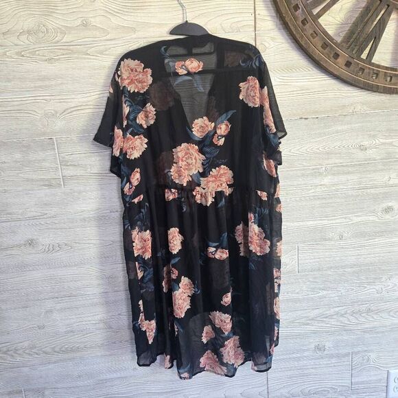 Torrid Floral Button Down Duster Womens SZ 2 (18/20) Short Sleeve Kimono - Picture 7 of 8